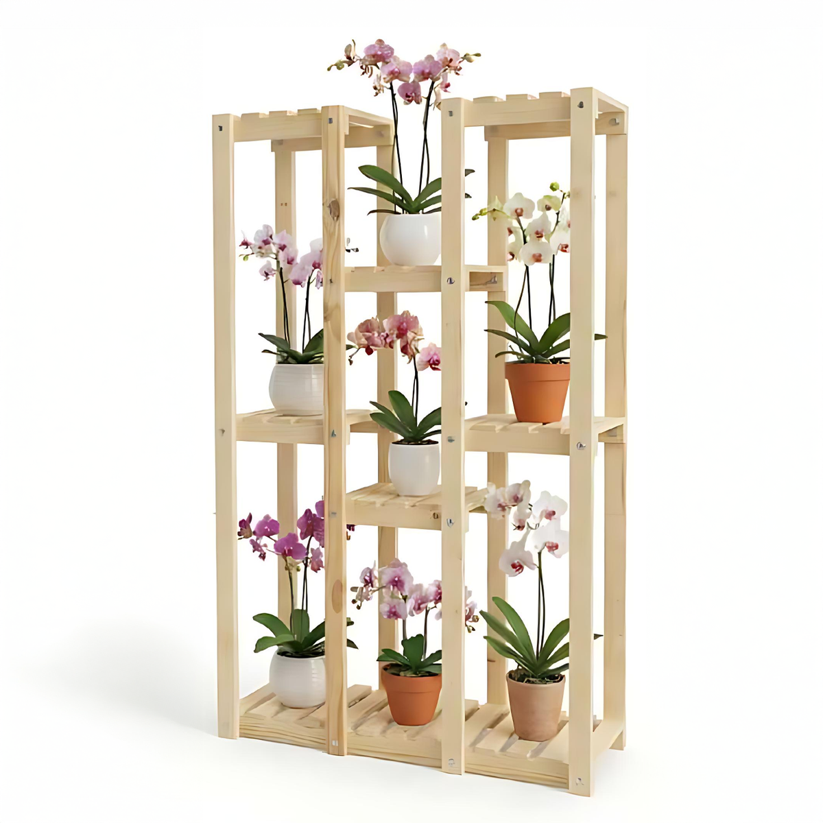 Repisa de madera alta para plantas de 5 niveles, modelo Dallas