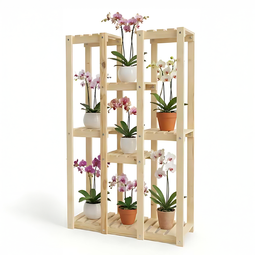 Repisa de madera alta para plantas de 5 niveles, modelo Dallas