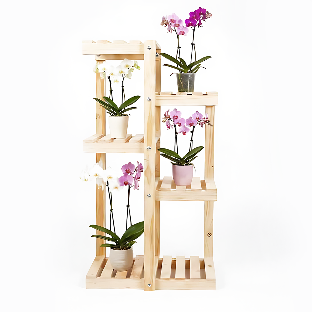 Repisa de madera para plantas de 4 niveles, modelo Viena