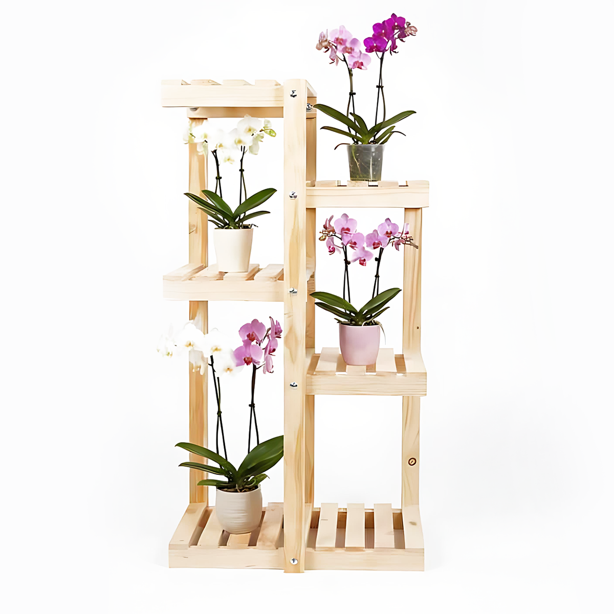 Repisa de madera para plantas de 4 niveles, modelo Viena
