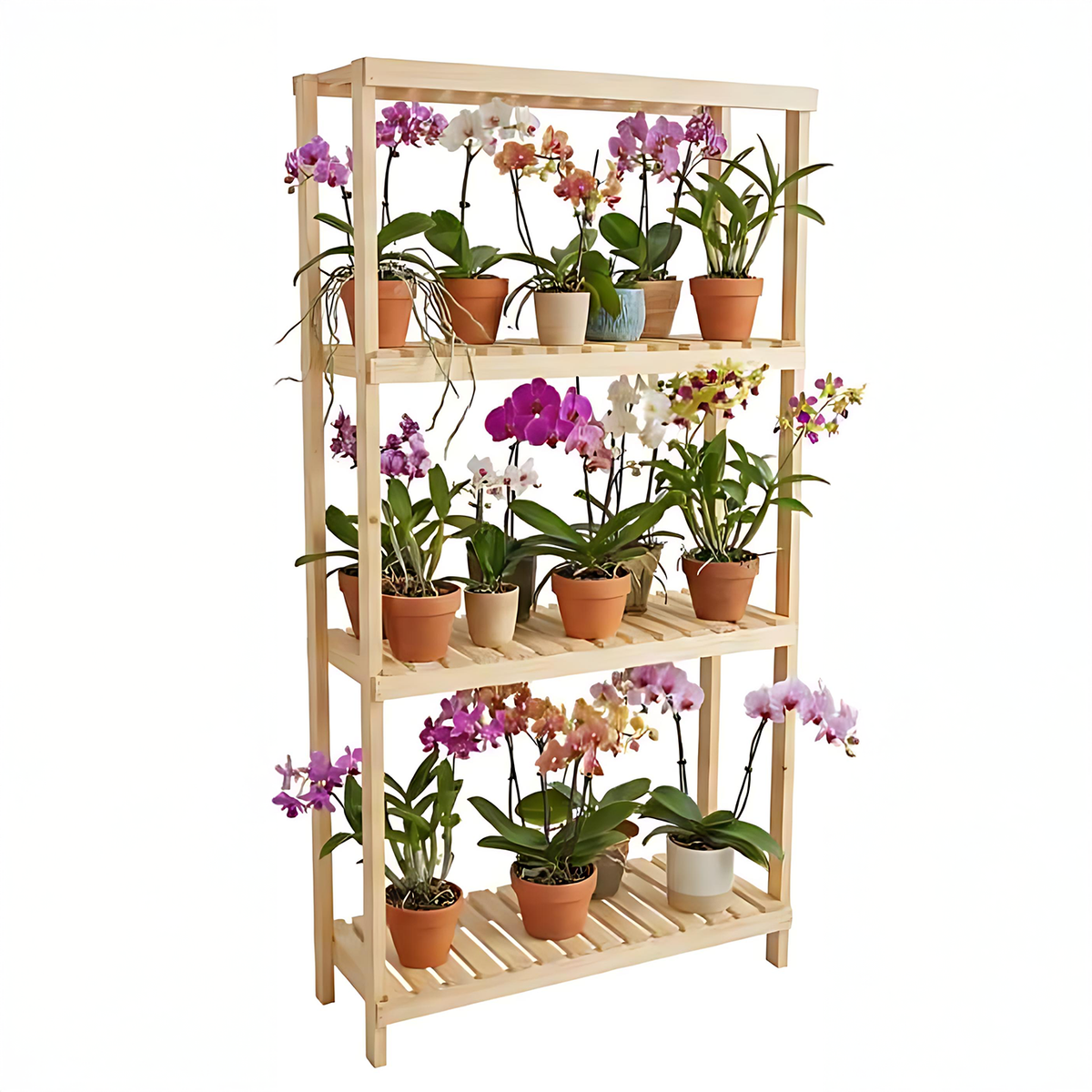 Repisa de madera para plantas de 4 niveles y gran capacidad, modelo Ohio