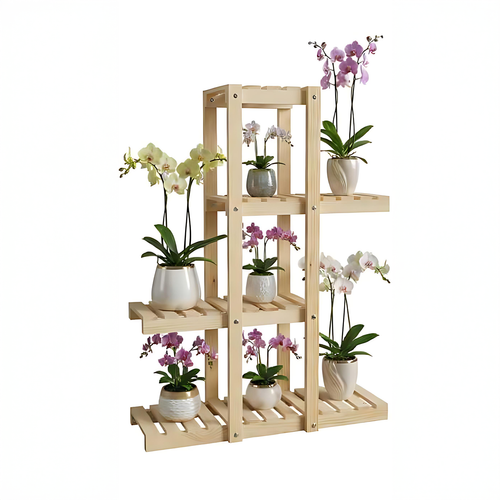 Repisa de madera para plantas de 4 niveles, modelo Berlín
