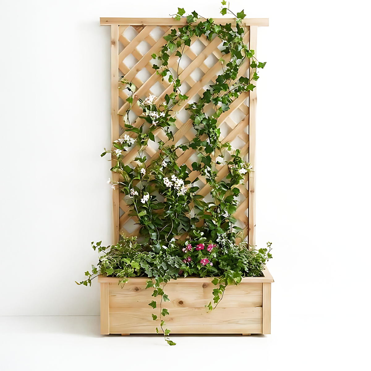 Repisa de madera enrejada para plantas, modelo Tulum, ideal para sala o balcón