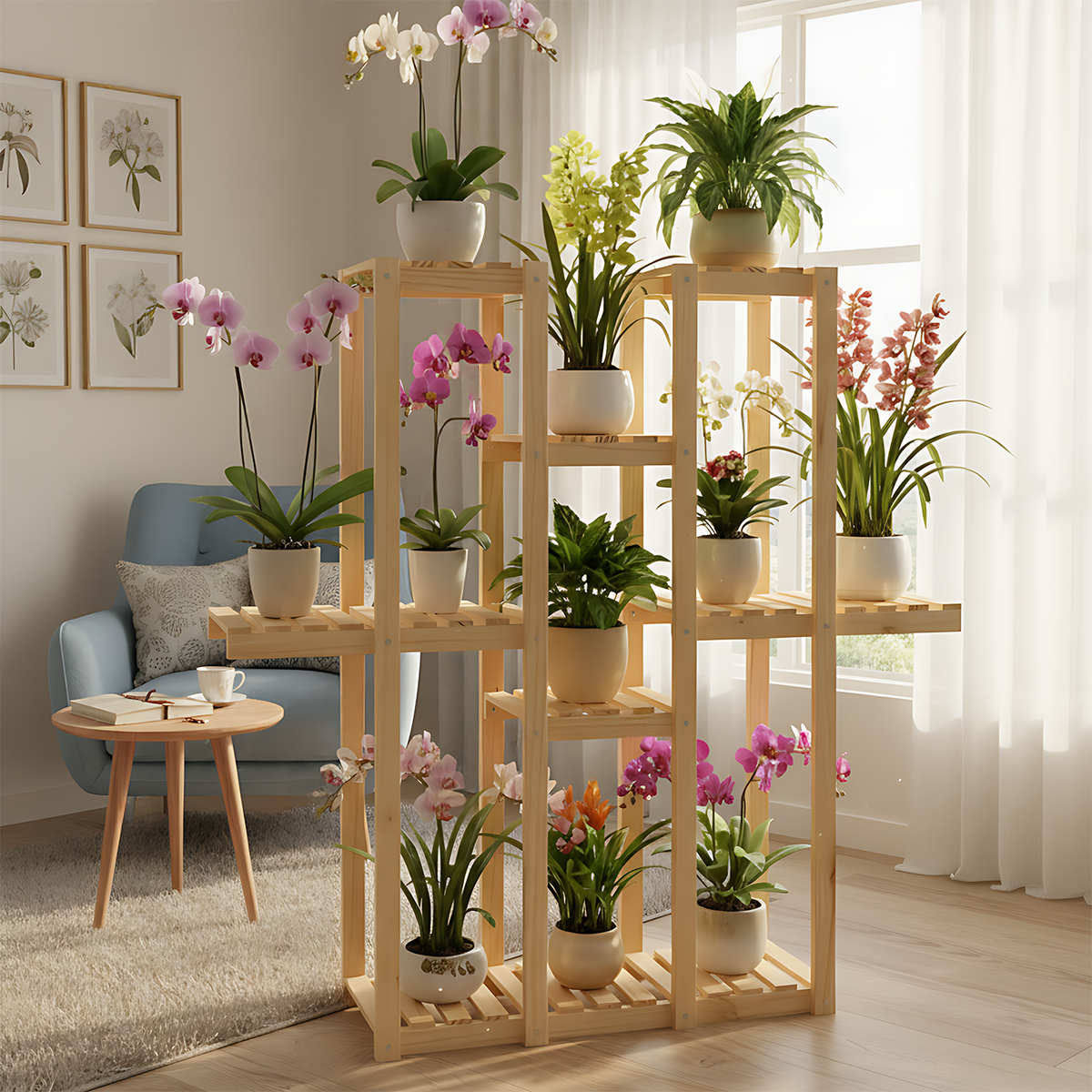 MODELO ATENAS - Repisa Grande para Plantas de 5 Niveles
