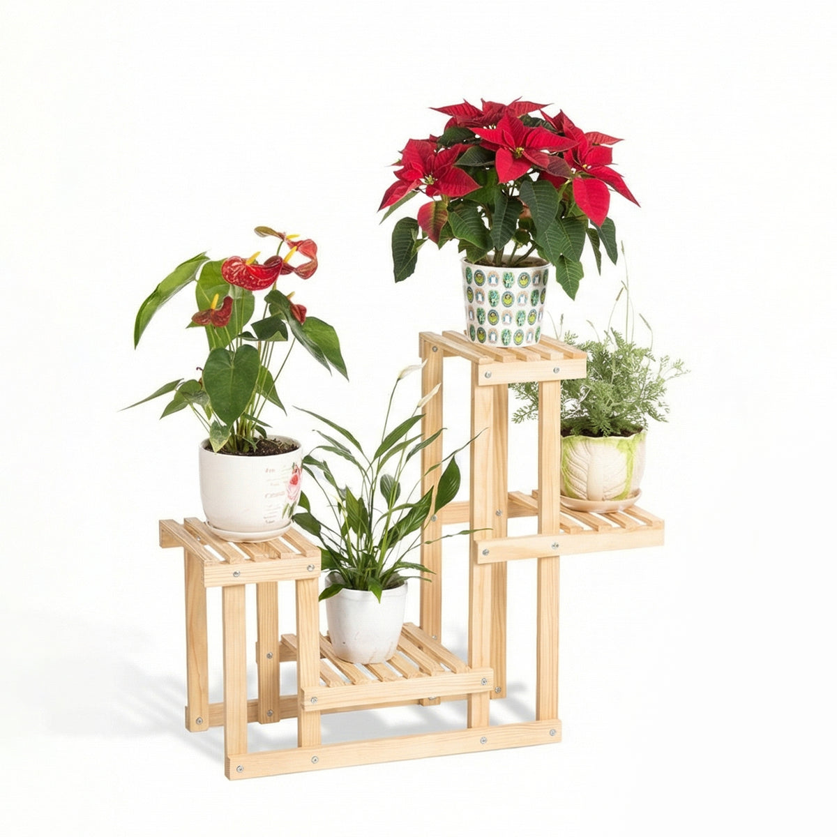 Repisa de madera para plantas de 4 niveles, modelo Génova