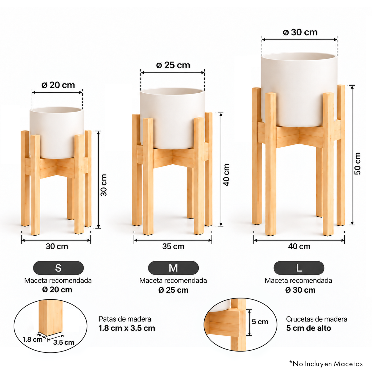 Modelo Sidney – repisa de madera para plantas – imagen 2