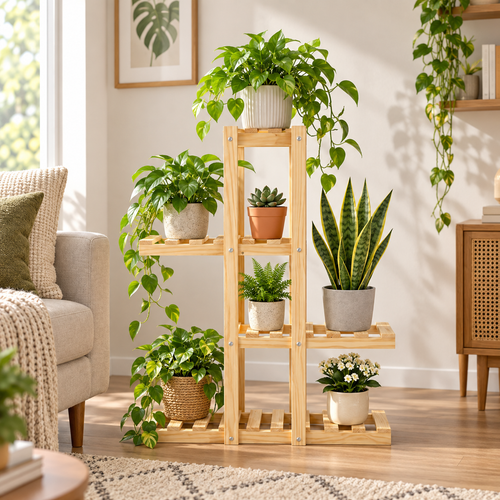 Modelo Berlín – repisa de madera para plantas 4 niveles – imagen 1