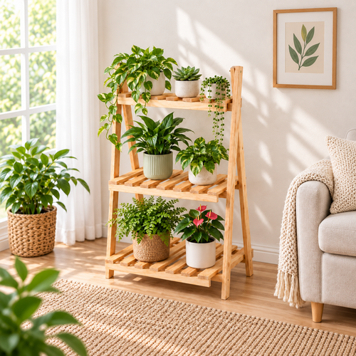 Modelo Amazonas – repisa de madera para plantas 3 niveles – imagen 1